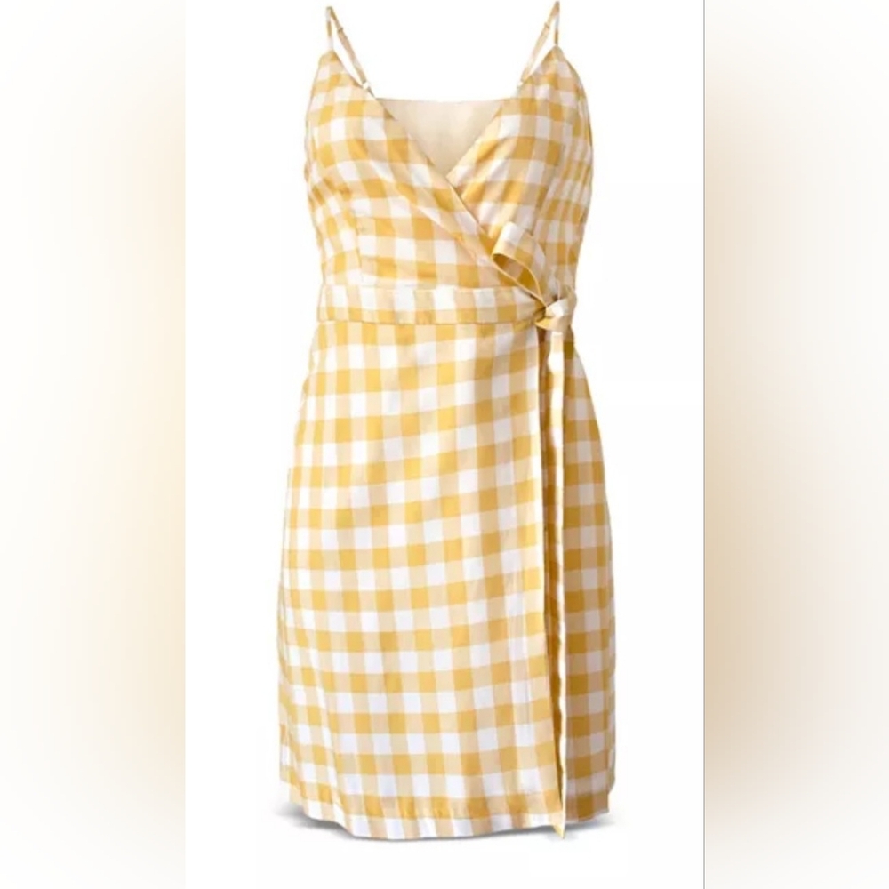 BCBGeneration Gingham Wrap Dress V Neck Spaghetti Strap Size XXS Cottagecore